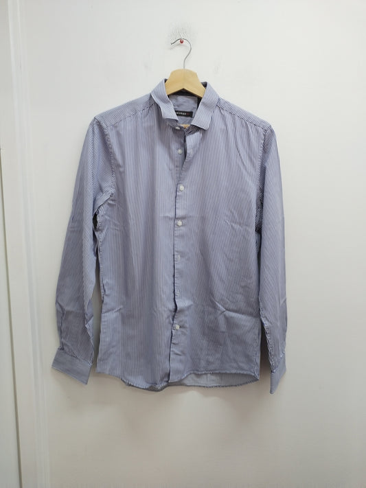 Chemise manches longues Devred blanche et bleue rayée - Taille S