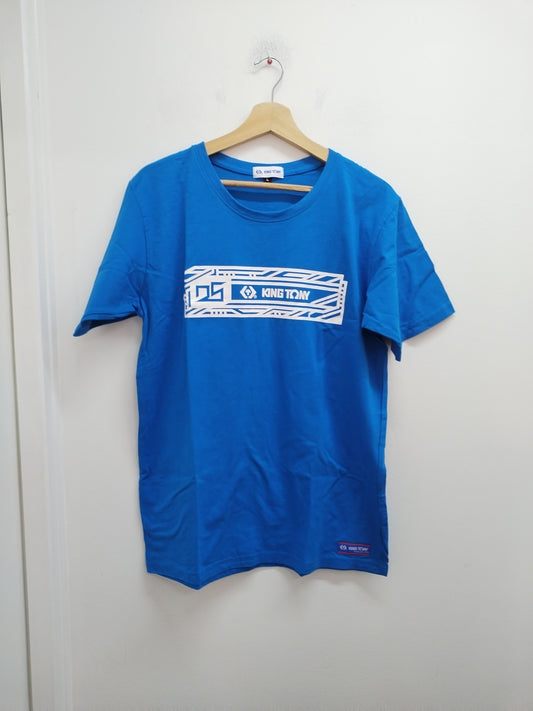 T-shirt King Tony bleu avec impression – Taille L
