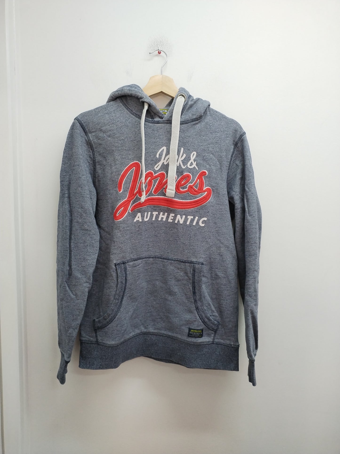 Sweat à capuche Jack & Jones gris chiné brodé – Taille S