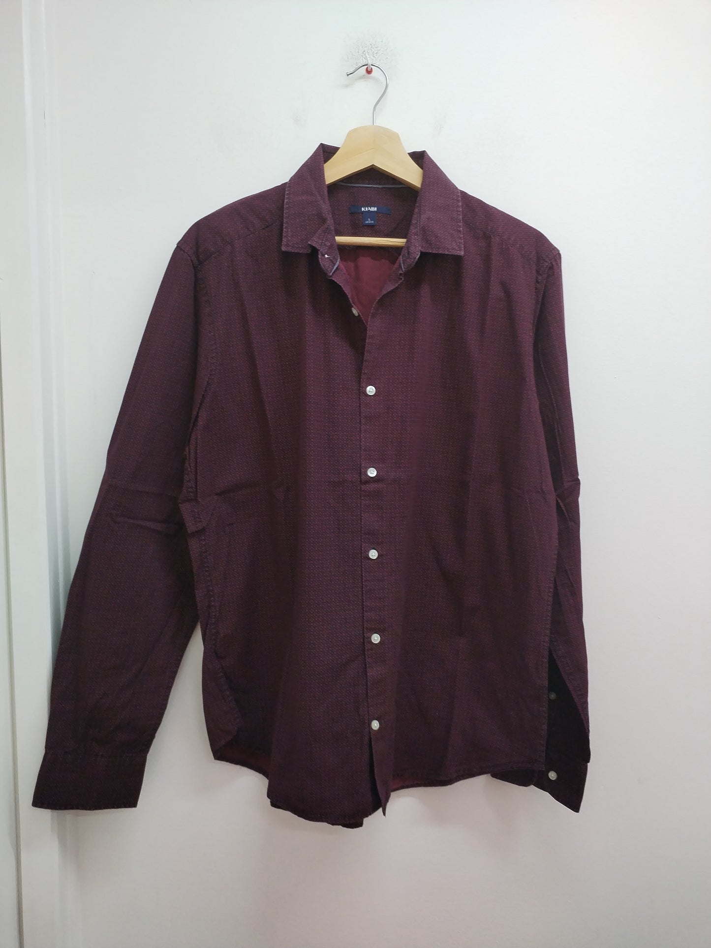 Chemise manches longues Kiabi bordeaux à motifs - Taille L