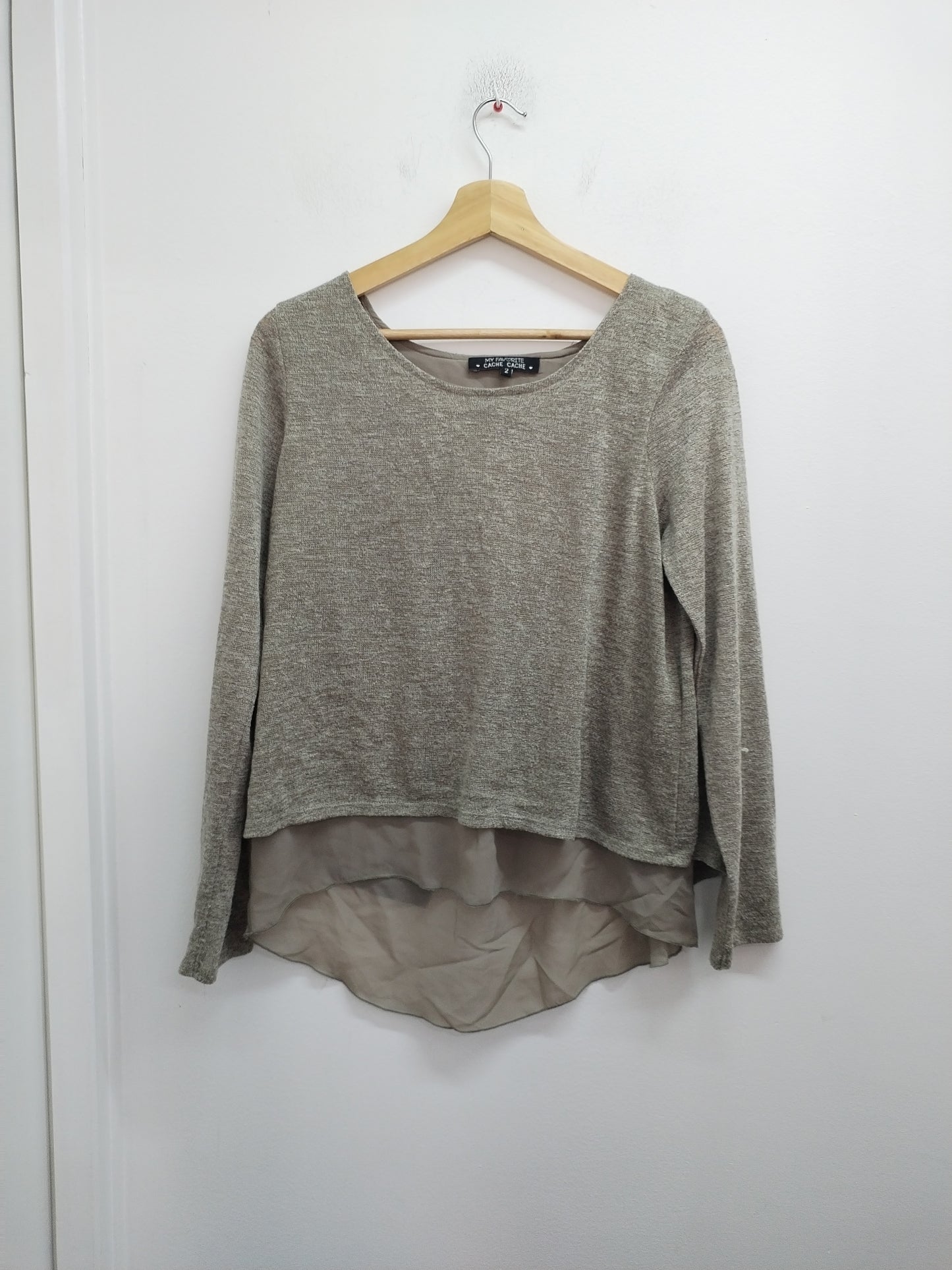 Pull fin avec voile Cache-Cache kaki Taille M