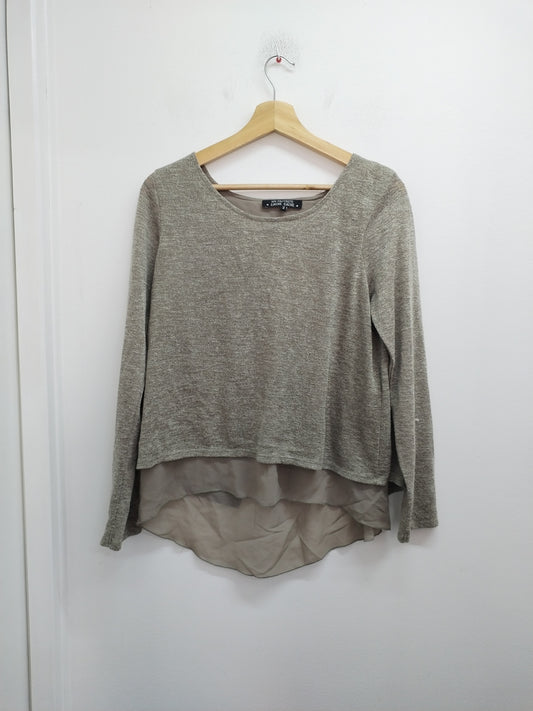 Pull fin avec voile Cache-Cache kaki Taille M