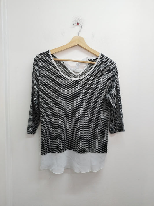 Tunique Cache-Cache manches 3/4 noire et blanche à motifs Taille S