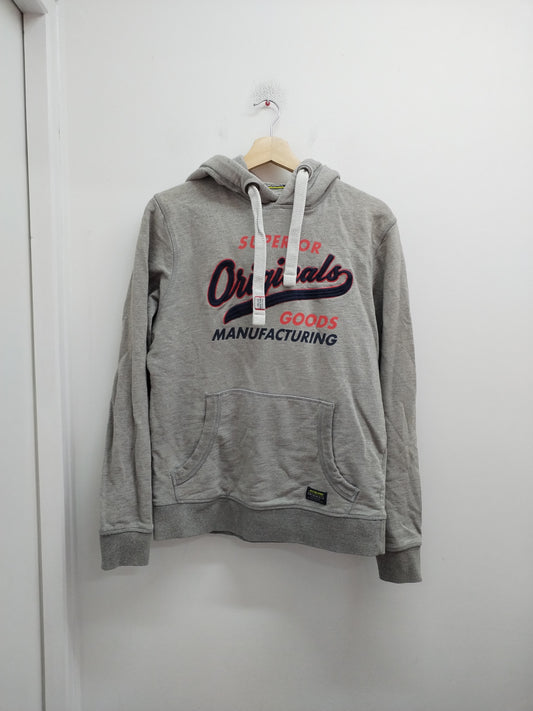 Sweat à capuche Jack & Jones gris avec broderie Taille S