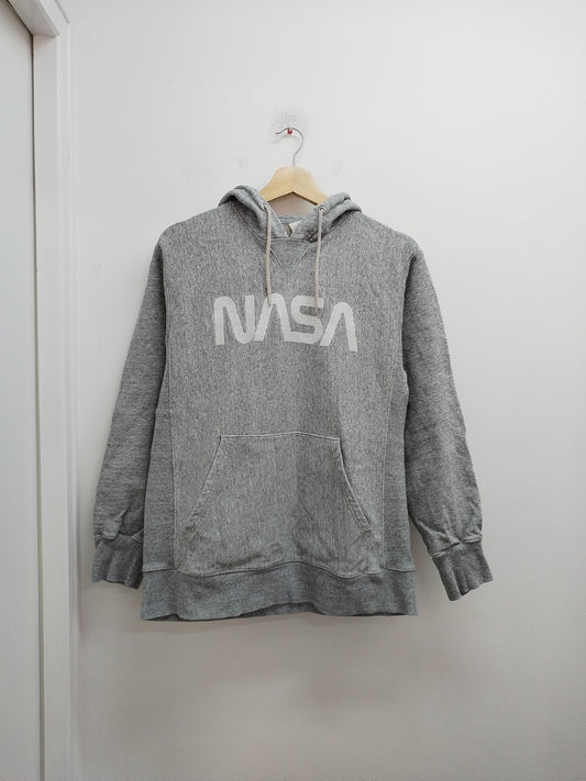 Sweat à capuche L.O.G.G. gris chiné avec broderie "NASA" Taille M