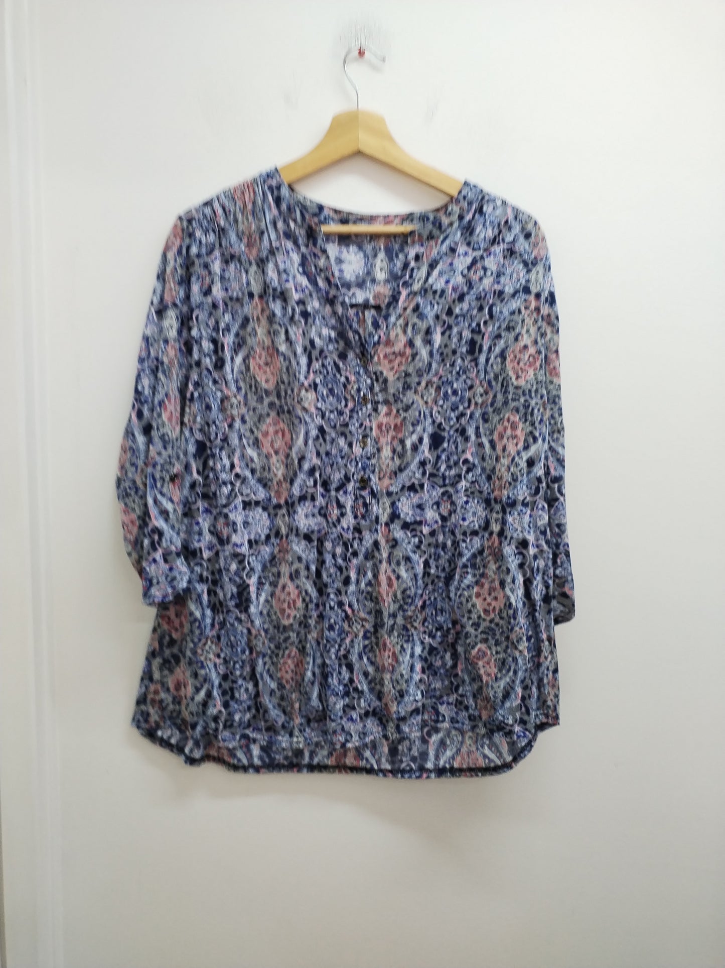 Tunique manches 3/4 bleue à motifs Taille 2XL