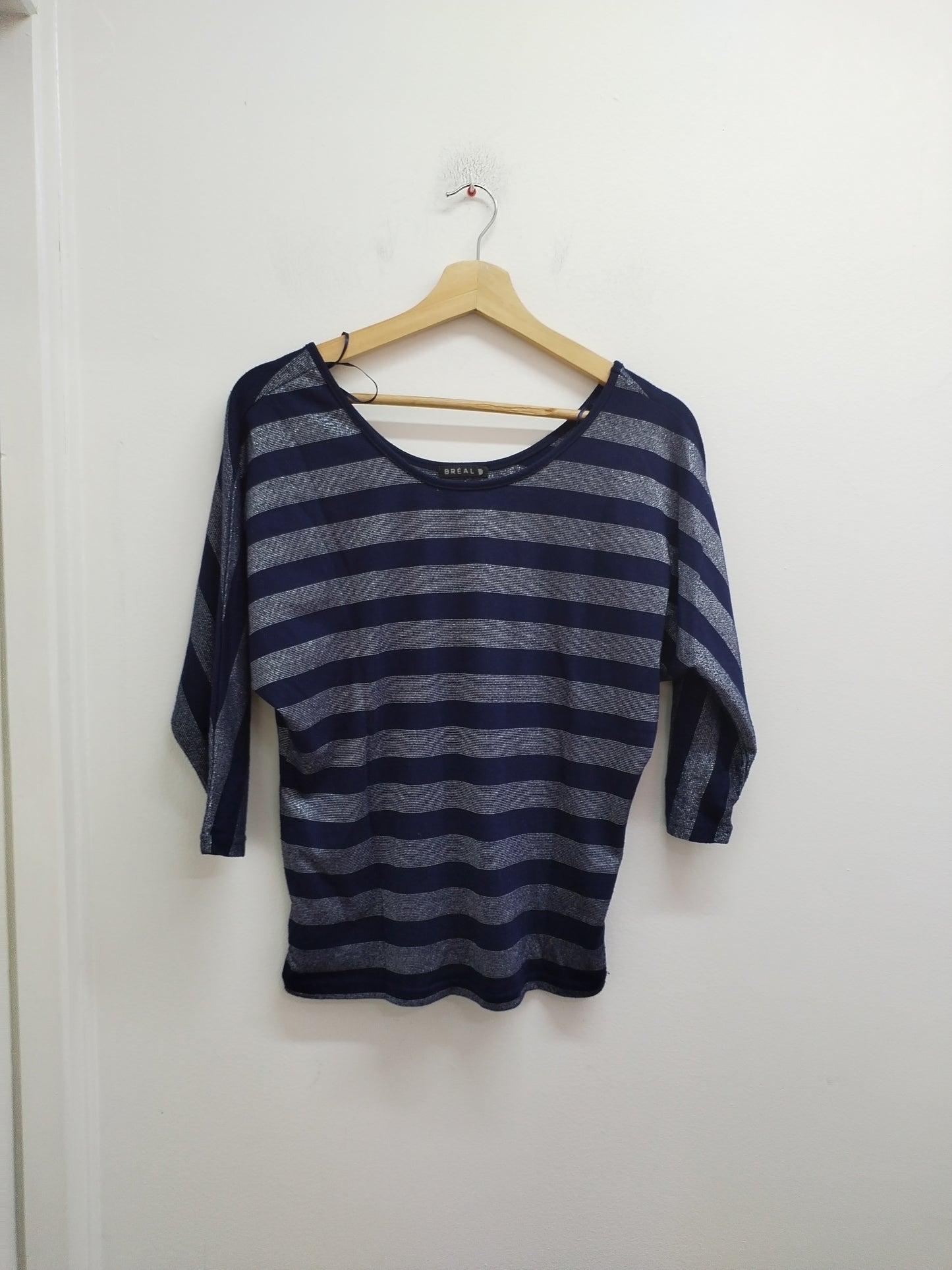 Tunique manches 3/4 Bréal marine et argent rayée Taille M