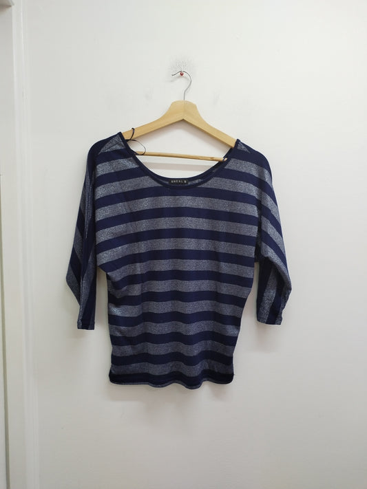 Tunique manches 3/4 Bréal marine et argent rayée Taille M