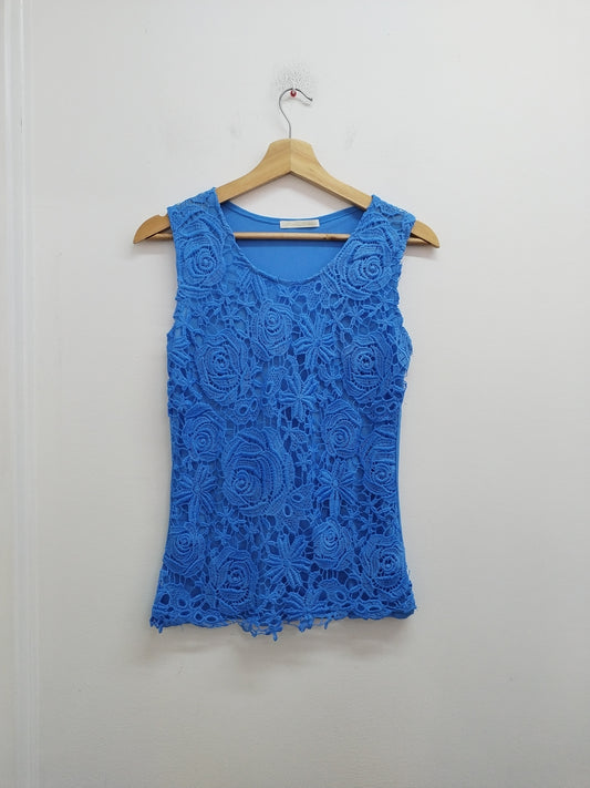 Débardeur Melya Melody bleue en dentelle Taille S