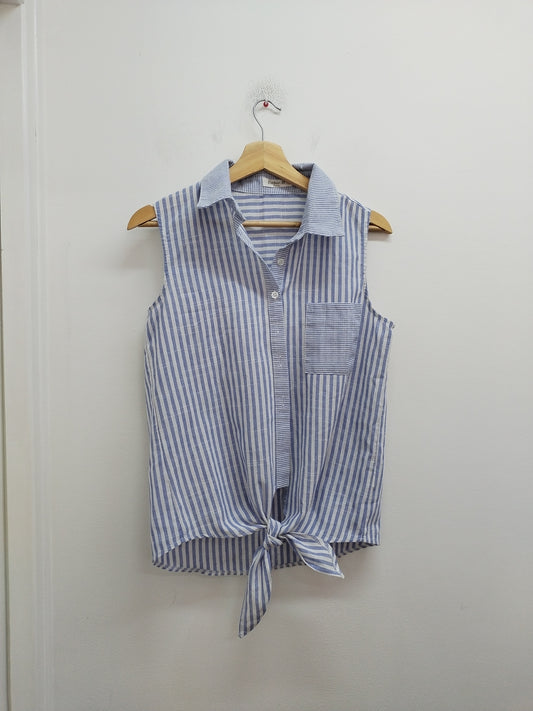 Chemise sans manche Esther.H bleue et blanche rayée Taille S