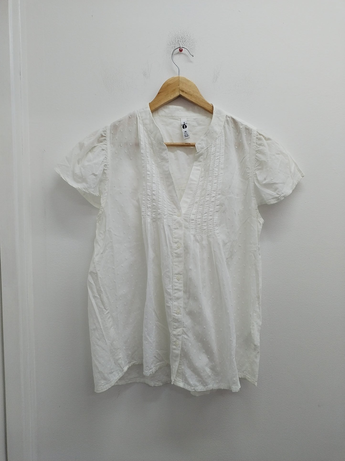 Chemise manches courtes Ever Me blanc cassé à pois Taille M