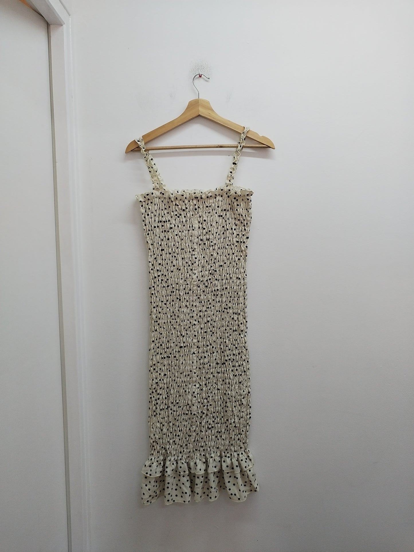 Robe longue élastique à bretelles Shein blanc cassé à pois Taille 38