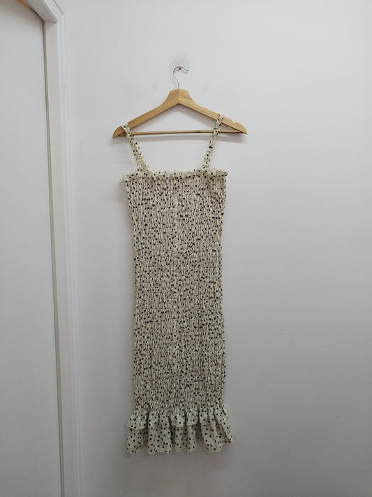 Robe longue élastique à bretelles Shein blanc cassé à pois Taille 38