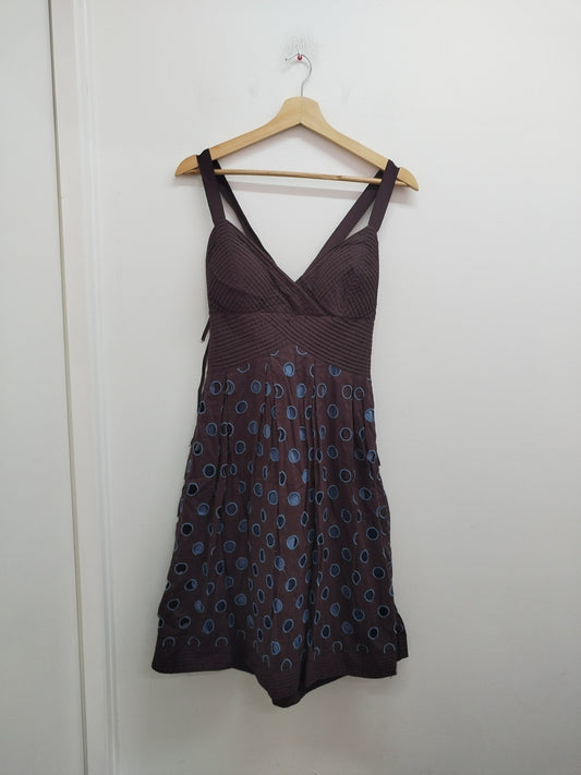 Robe à bretelles croisées dans le dos Derhy marron et bleue Taille M