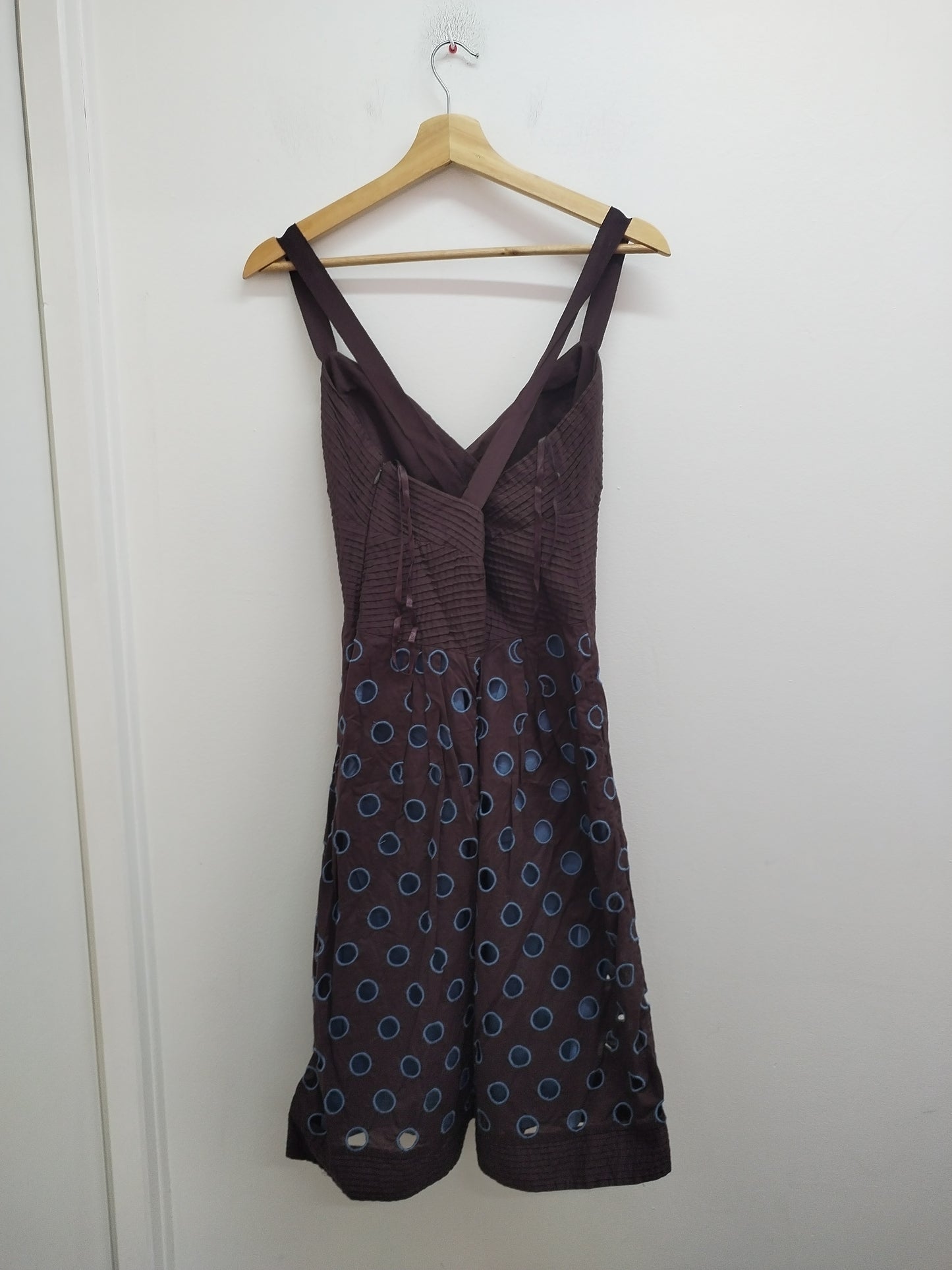 Robe à bretelles croisées dans le dos Derhy marron et bleue Taille M