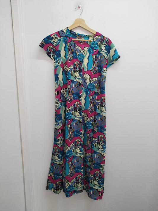 Robe manches courtes multicolore à motifs Taille L