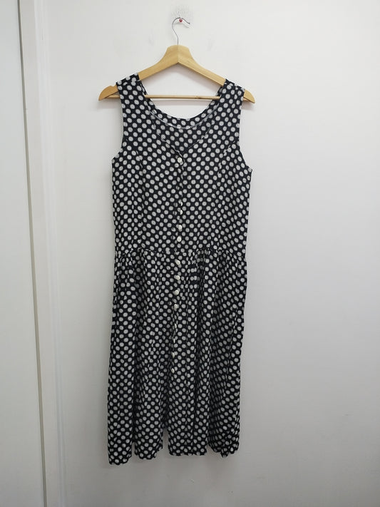 Robe sans manches noire à motifs blancs Taille M