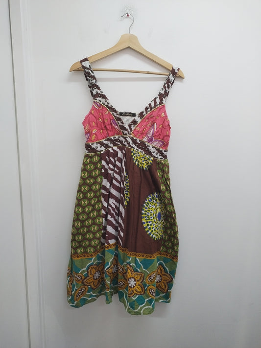 Robe à bretelles Esther à motifs multicolores Taille M