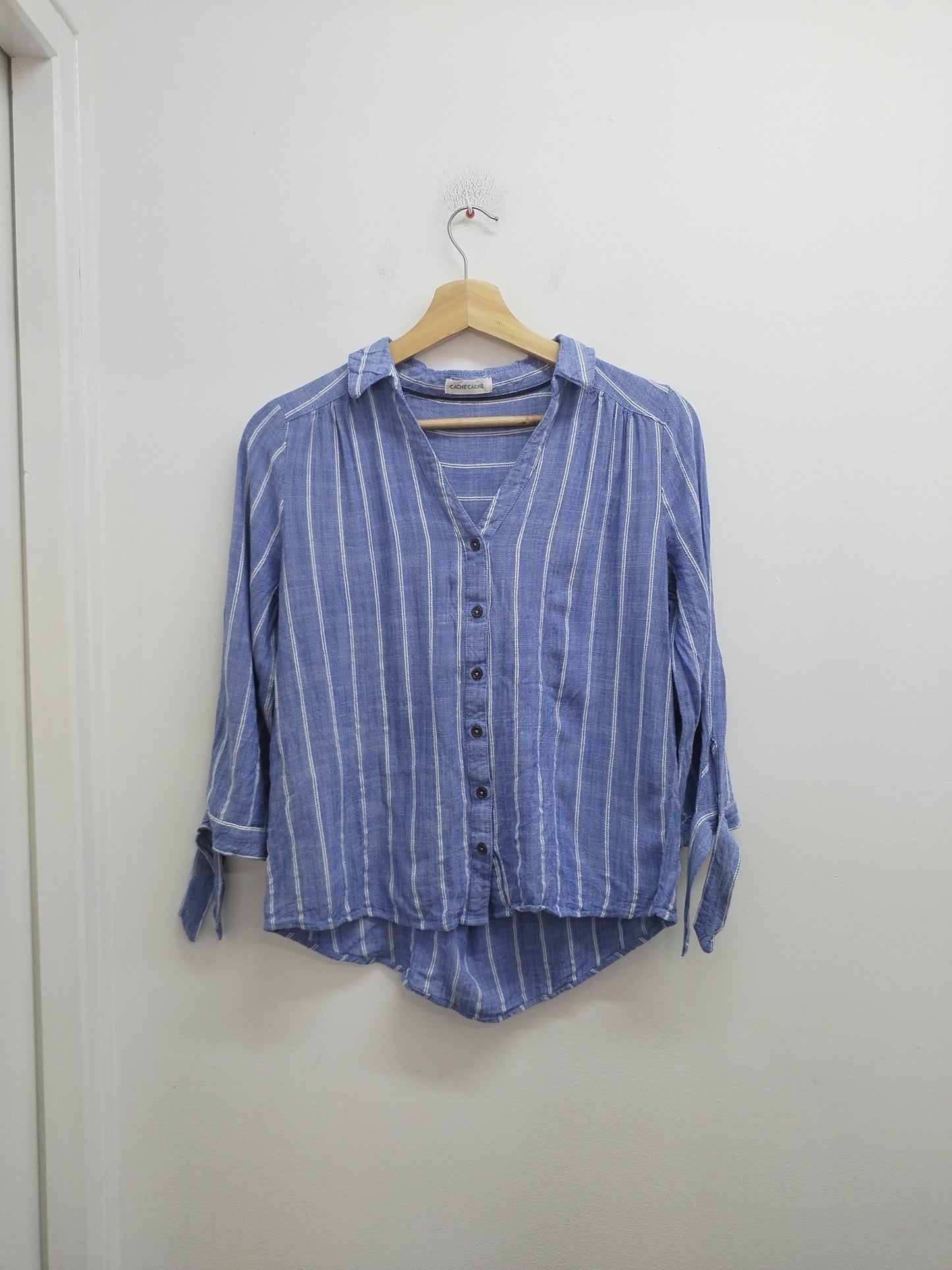 Chemise manches 3/4 Cache-Cache bleue et blanche rayée Taille S