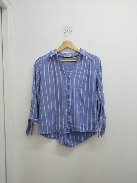 Chemise manches 3/4 Cache-Cache bleue et blanche rayée Taille S