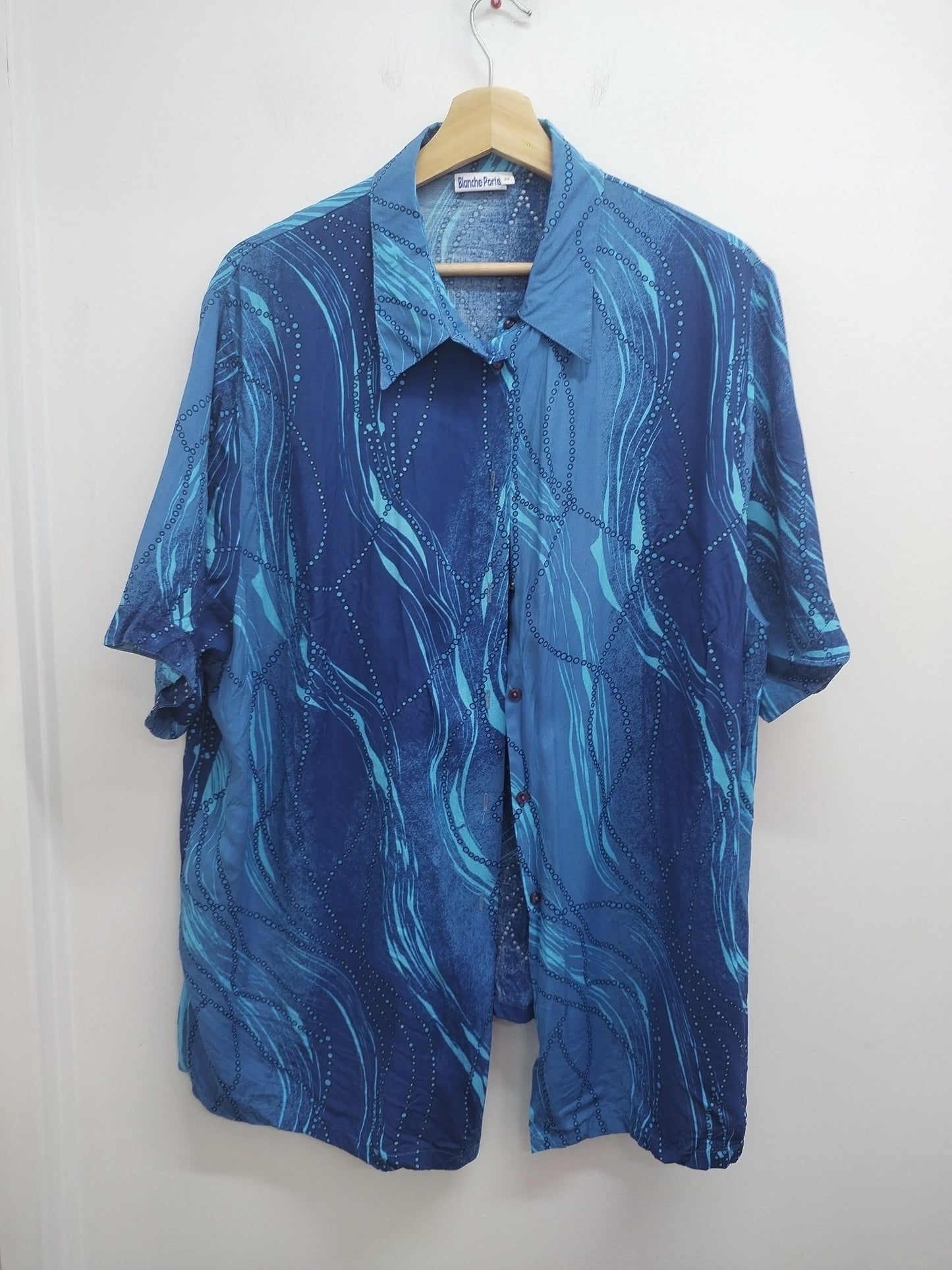Chemise manches courtes Blancheporte bleue à motifs Taille 52