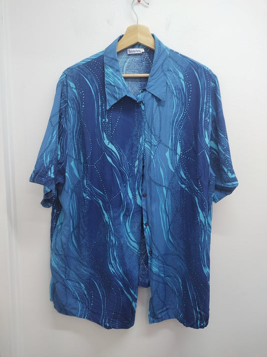 Chemise manches courtes Blancheporte bleue à motifs Taille 52