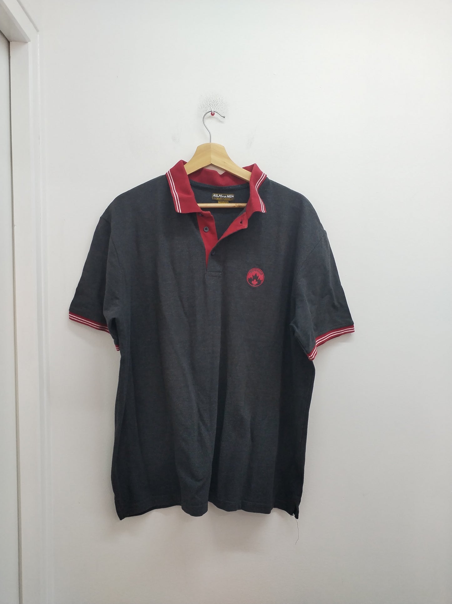 Polo manches courtes Atlas For Men gris anthracite et rouge Taille 2XL