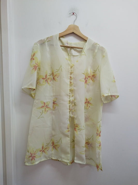Chemise en voile Marcelle Griffon beige fleurie Taille 44