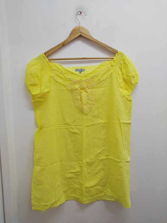 Tunique manches courtes Tex Woman jaune avec broderie Taille 42