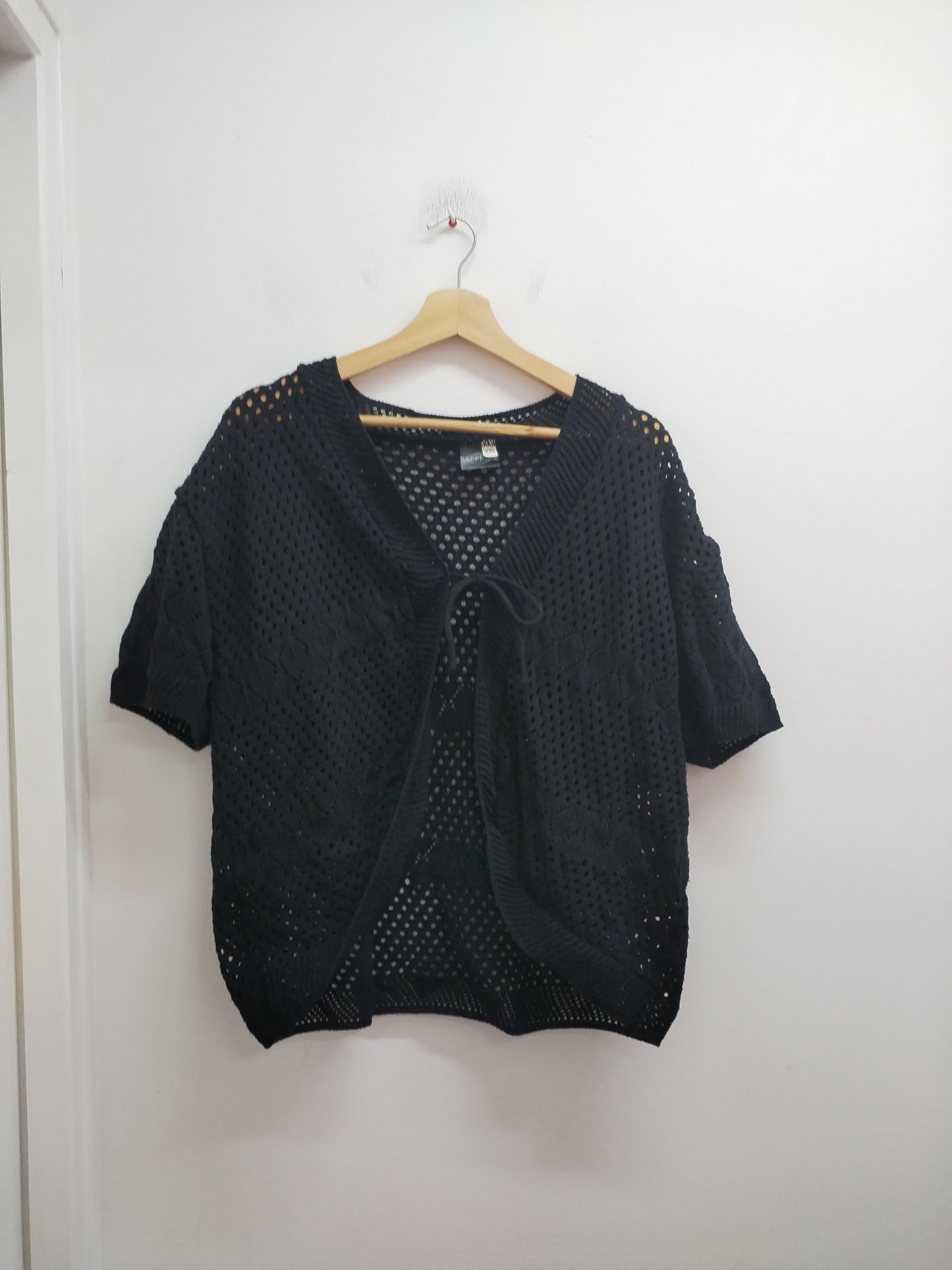 Gilet manches courtes mailles ajourées Sapphire noir Taille 2XL