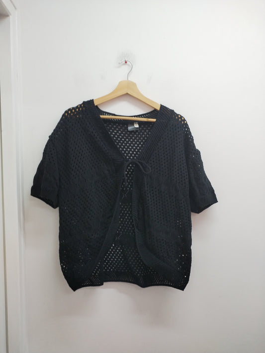 Gilet manches courtes mailles ajourées Sapphire noir Taille 2XL