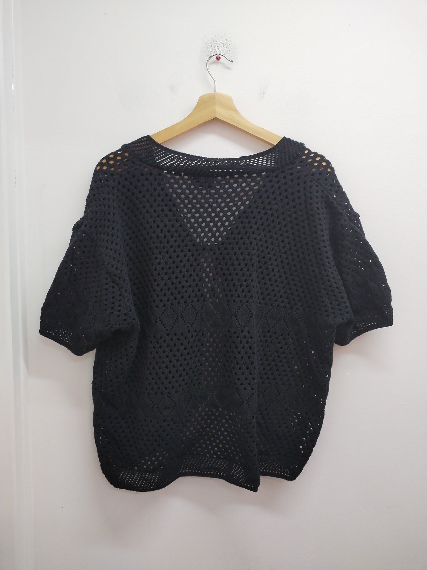 Gilet manches courtes mailles ajourées Sapphire noir Taille 2XL