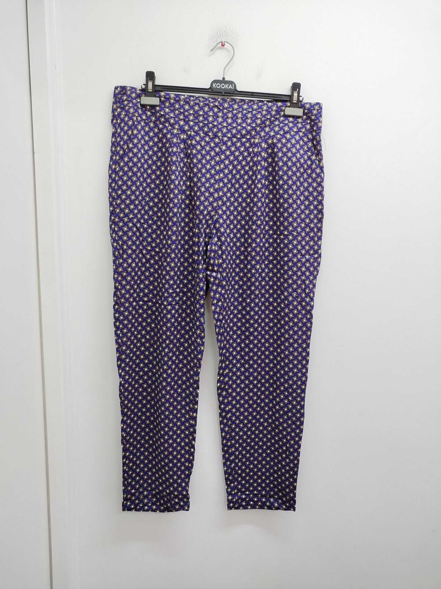 Pantalon fluide bleu à motifs Taille 46