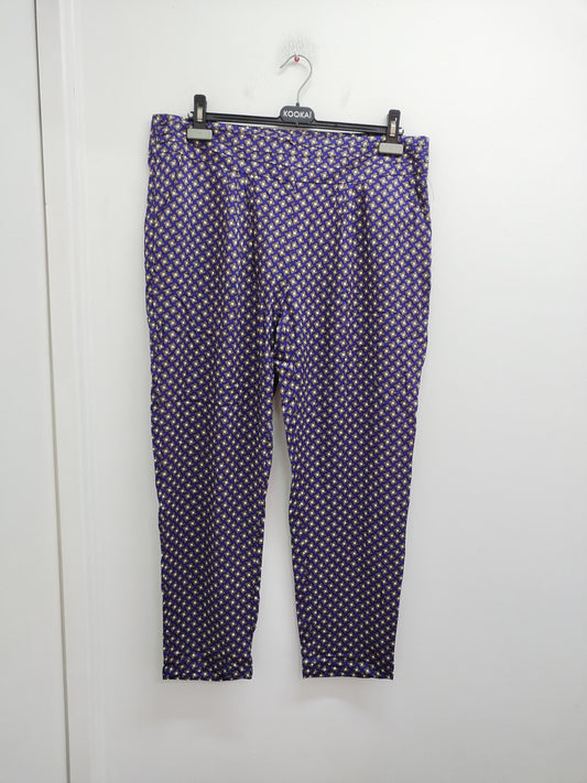 Pantalon fluide bleu à motifs Taille 46