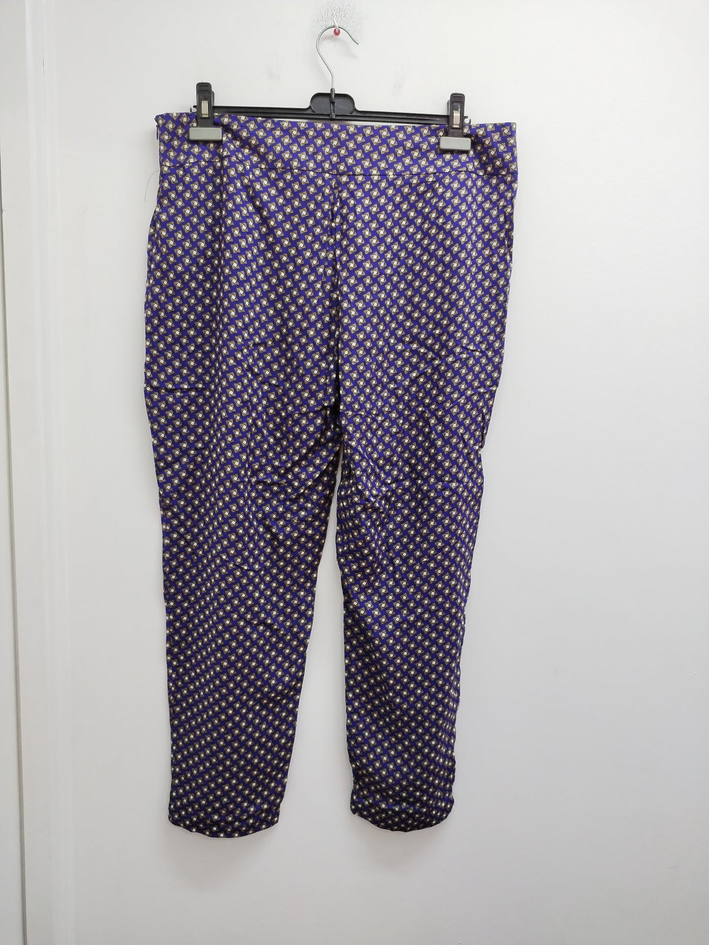 Pantalon fluide bleu à motifs Taille 46