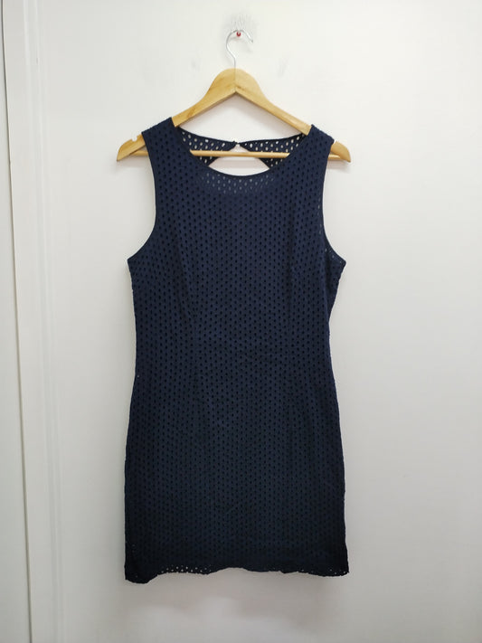 Robe sans manches Laura Clément marine mailles ajourées Taille 44
