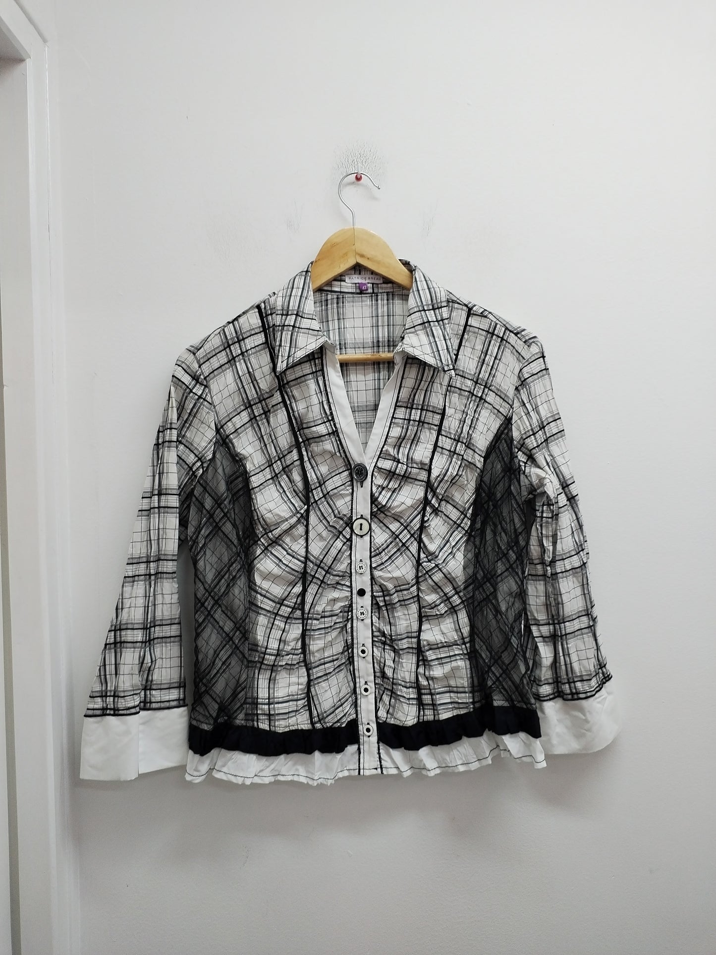 Chemise manches 3/4 Patrice Bréal à carreaux noirs et blancs Taille 42