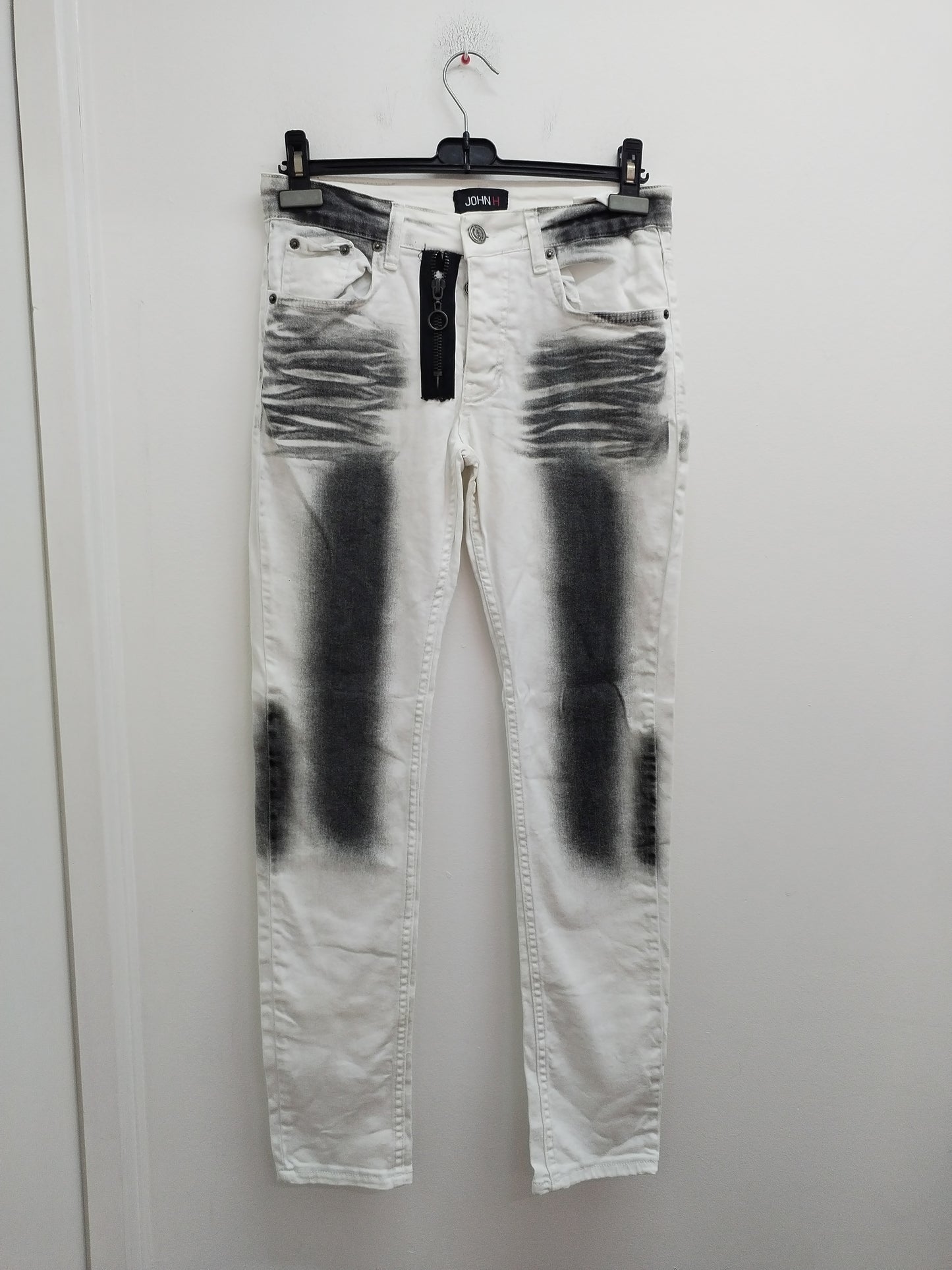 Jeans John H blanc et gris Taille 40