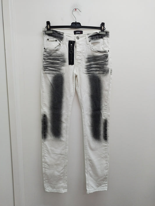 Jeans John H blanc et gris Taille 40