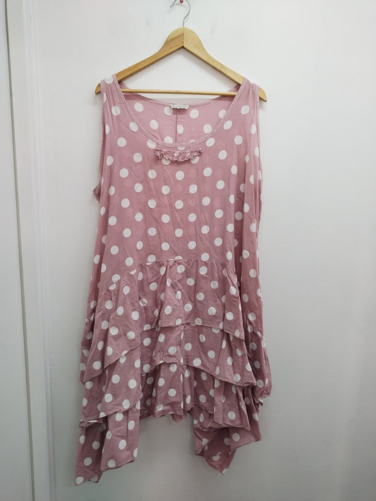 Robe sans manches Talia Benson rose à pois Taille 2XL