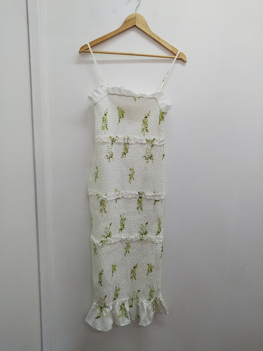 Robe sirène à bretelles Shein blanche fleurie Taille L