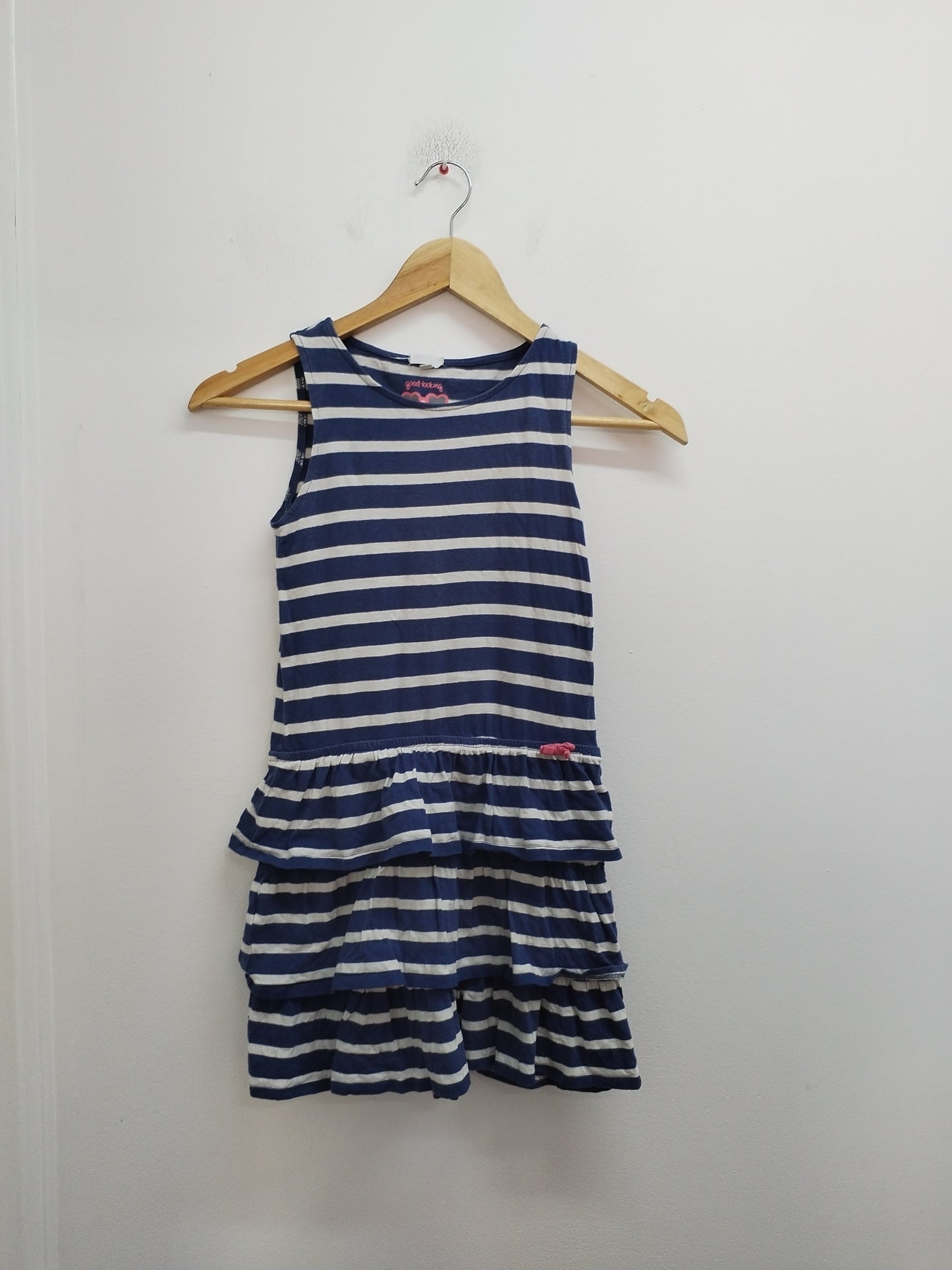 Robe sans manches Pocopiano rayée marine et blanche Taille 8 Ans