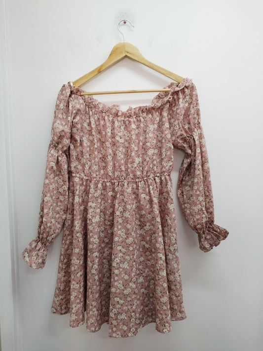 Robe manches 3/4 Shein vieux rose fleurie Taille 38