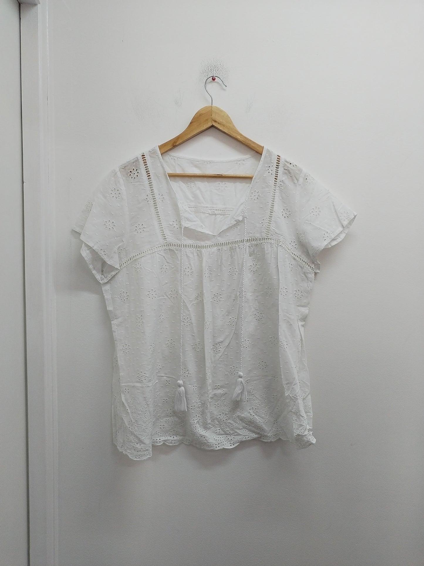 Tunique manches courtes ajourées blanche Taille XL