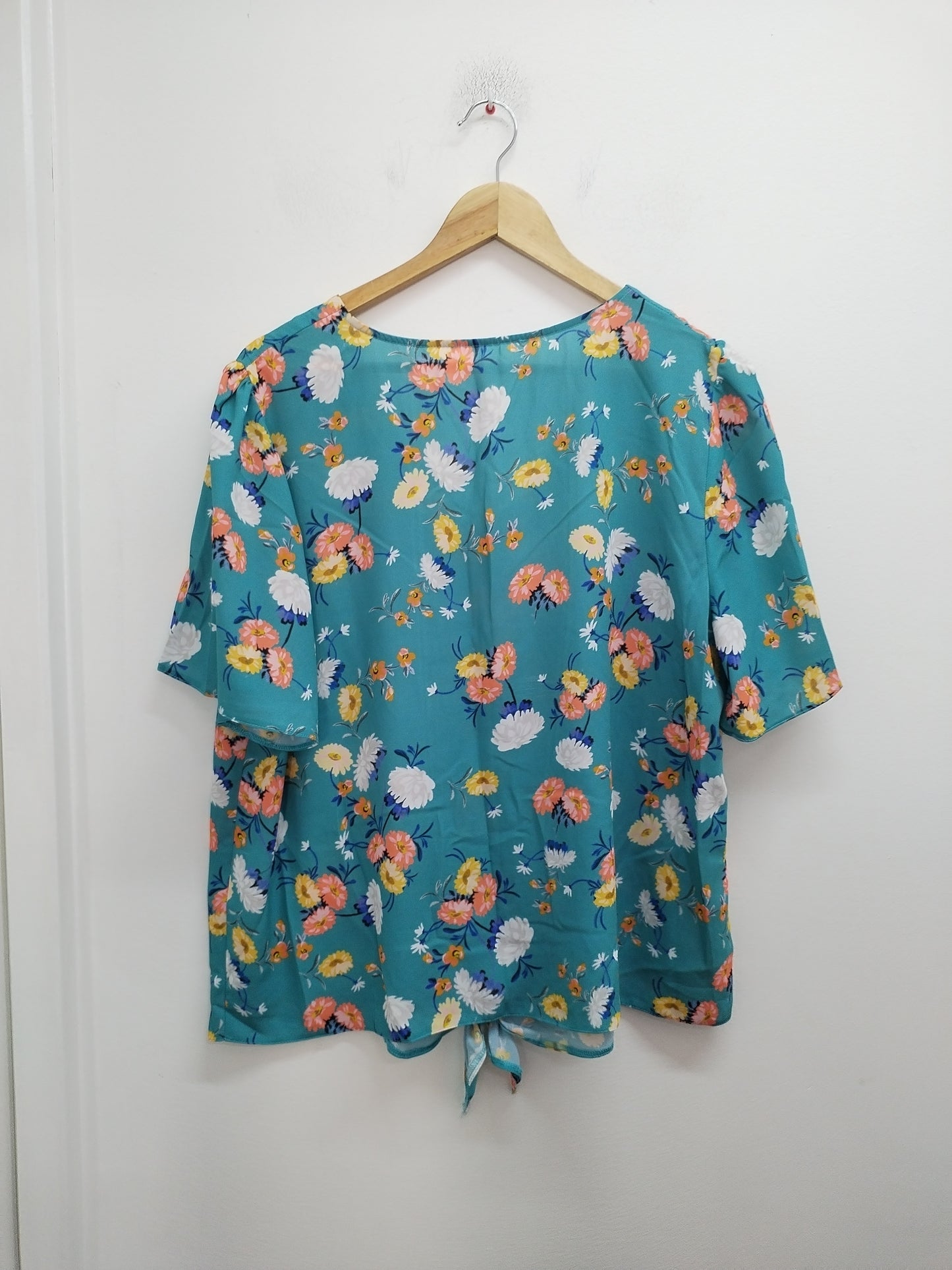 Chemise manches courtes turquoise fleurie Taille XL