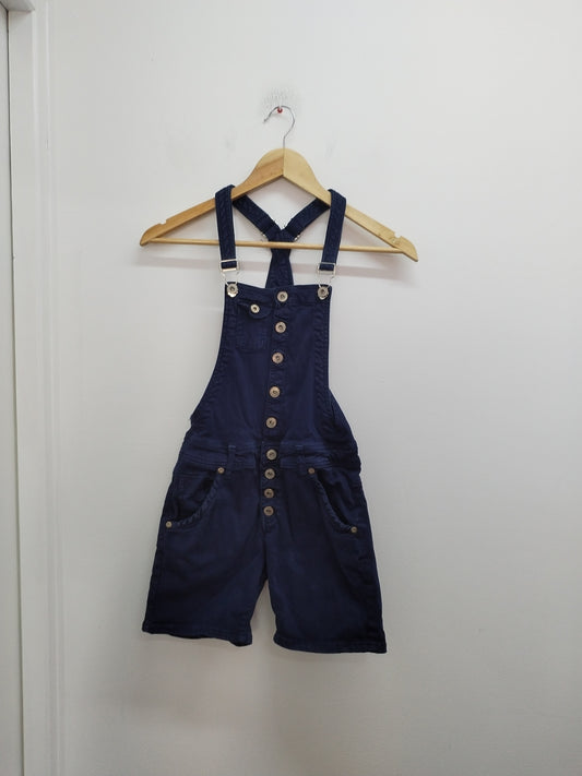 Combi-short à bretelles en jeans marine Taille XS