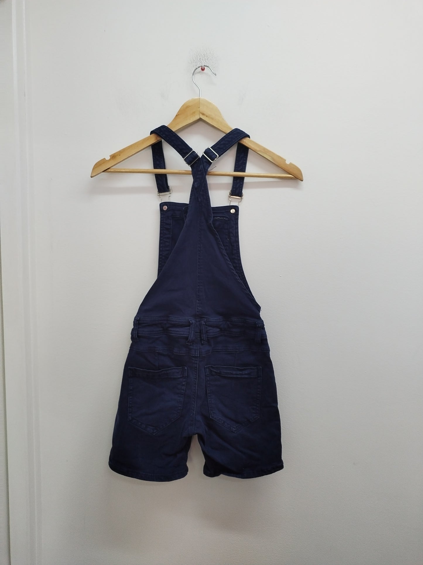 Combi-short à bretelles en jeans marine Taille XS