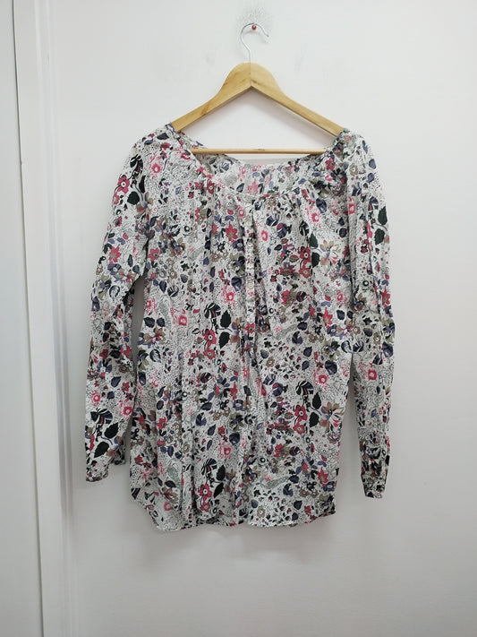 Tunique manches longues blanche fleurie Taille XL