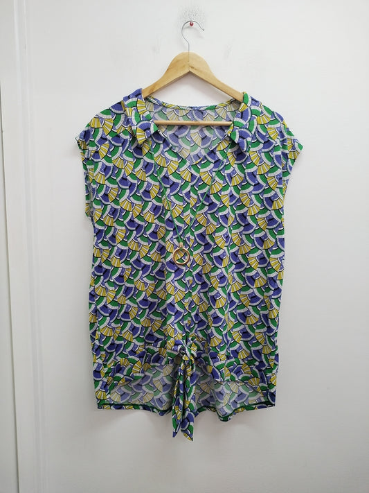 Tunique sans manches imprimée multicolore avec collier Taille XL
