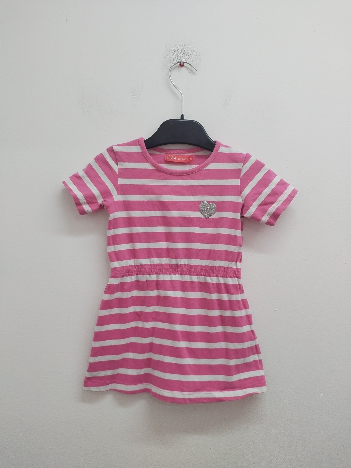 Robe manches courtes Tissaia rayée rose et blanche Taille 3 Ans